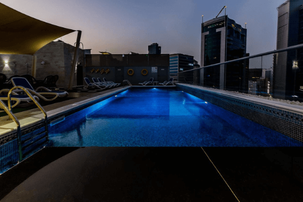 Dubai Football Tournament Hotel rooftop pool
